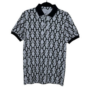 Custardoy Le Chaos black logo short sleeves polo shirt size Medium